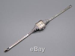 Vintage Ladies Rolex Precision 18k White Gold Diamond Bracelet Manual Watch 22g