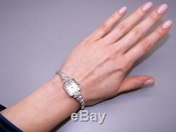 Vintage Ladies Rolex Precision 18k White Gold Diamond Bracelet Manual Watch 22g