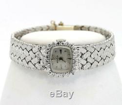 Vintage diamond Geneve ladies watch 14K white gold mesh bracelet GVS. 75CT 33 GM
