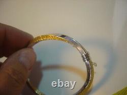 Vintage-incredible-18ct Yellow &white Gold Unusual Twisted Bangle-so Classy 7.5