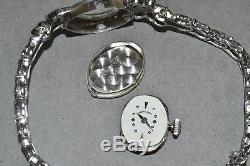 Vtg Ladies Hamilton 14K White Gold Diamond Bracelet Wrist Watch Serviced