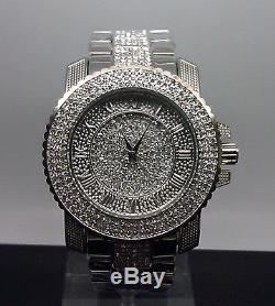 White Gold Finish Men's Diamond Simulated Watch Included Bracelet IceTime, Jojino