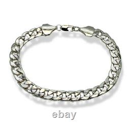 White Gold Finish Men's Small Curb Bracelet Beautifully Gift Boxed Free Postage