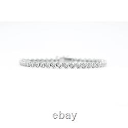 White Gold Finish Natural Diamond Small S Design Tennis Bracelet With Gift Box