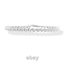 White Gold Finish Natural Diamond Small S Design Tennis Bracelet With Gift Box
