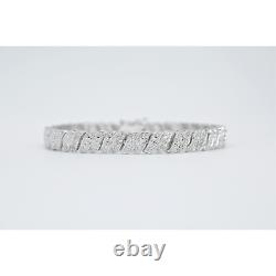 White Gold Finish Natural Diamond Wave Link Design Tennis Bracelet With Gift Box
