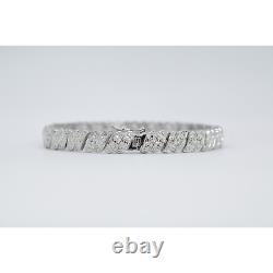 White Gold Finish Natural Diamond Wave Link Design Tennis Bracelet With Gift Box