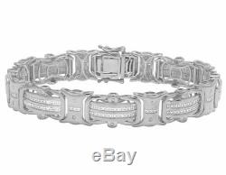 White Gold Finish Real Diamond Designer Men's Pave Bracelet 1/2 CT 8 12MM