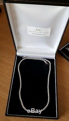 White Gold Finished Created Diamond Tennis Necklace And Bracelet Gift Boxed