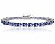 White Gold plated 925 Sterling Silver Tanzanite Tennis Bracelet treated filled