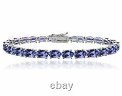 White Gold plated 925 Sterling Silver Tanzanite Tennis Bracelet treated filled