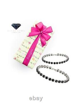 White gold finish Black Onyx tennis bracelet gift boxed Xmas Gift Idea