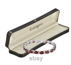 White gold finish Oval red ruby & Created Diamond Tennis bracelet gift boxed