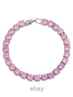 White gold finish Pink Tourmaline tennis bracelet gift boxed Xmas Gift Idea