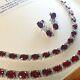 White gold finish Red ruby and created diamonds necklace bracelet earrings GIFT