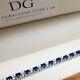 White gold finish blue sapphire created diamond tennis bracelet gift boxed