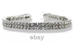 White gold finish created diamond Double Row bracelet In Grey Velvet Gift Box