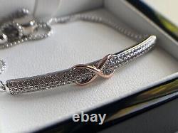 White gold finish created diamond Infinity Pull Tie bracelet Gift Idea