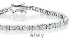 White gold finish created diamond princess cut Tennis bracelet freepost giftbox