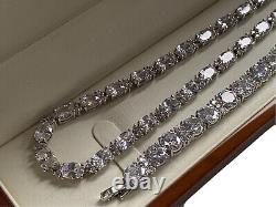 White gold finish created diamonds necklace bracelet set Dubaigems Gift Boxed
