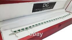 White gold finish green emerald and created diamond tennis bracelet gift boxed