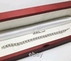 White gold finish heart cut created diamond bracelet gift box and bag gift idea