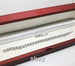 White gold finish heart cut created diamond bracelet gift box and bag gift idea