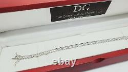 White gold finish princess cut 3mm created diamond tennis bracelet gift boxed