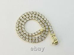 Women Diamond Look Tennis Bracelet Real 10k Yellow Gold 2mm 7