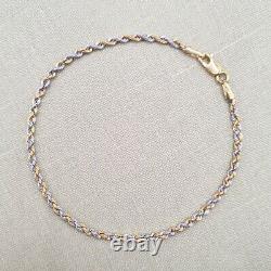 Women's 9ct Yellow & White Gold 2.2mm Rope Chain Bracelet, 7.5 inch