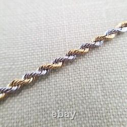 Women's 9ct Yellow & White Gold 2.2mm Rope Chain Bracelet, 7.5 inch
