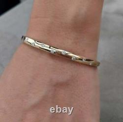 Women's Bangle Lab-Created Bracelet 7Ct Round Cut Diamond 14K Yellow Gold Finish