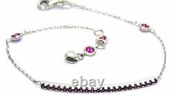 Women's Bracelet White Gold 18KT Thread Classic with Plate Zircons Red
