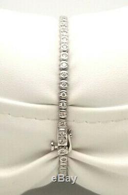 Women's Ladies Solid 14k White Gold. 54 Ct Si 2 Genuine Diamond Tennis Bracelet