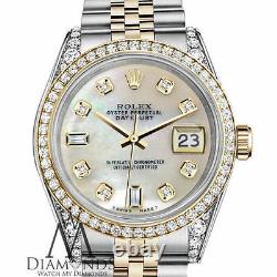 Women's Rolex 26mm Datejust 2 Tone White MOP Mother Of Pearl 8+2 Diamond Dial