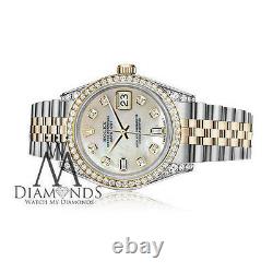 Women's Rolex 26mm Datejust 2 Tone White MOP Mother Of Pearl 8+2 Diamond Dial