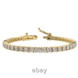 Yellow Gold 1.58 Ct Natural Round Diamond Tennis Bracelet For Women