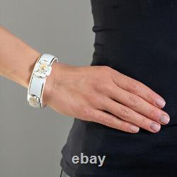 Zema Jewels White & Gold Forget-Me-Not Fine Porcelain Bracelet Handmade Jewelry